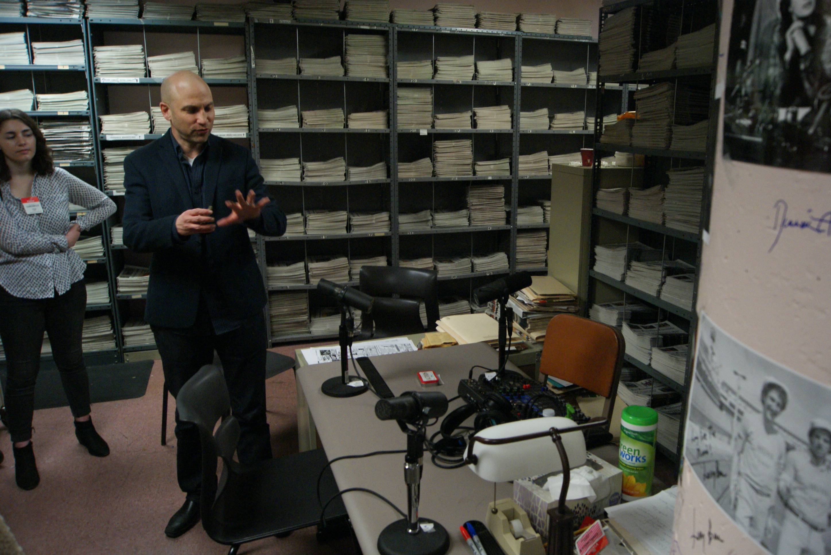Hartlaub's podcast studio in the San Francisco Chronicle archives